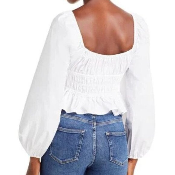 STAUD Jill Smocked Top size L NWT - Picture 4 of 9